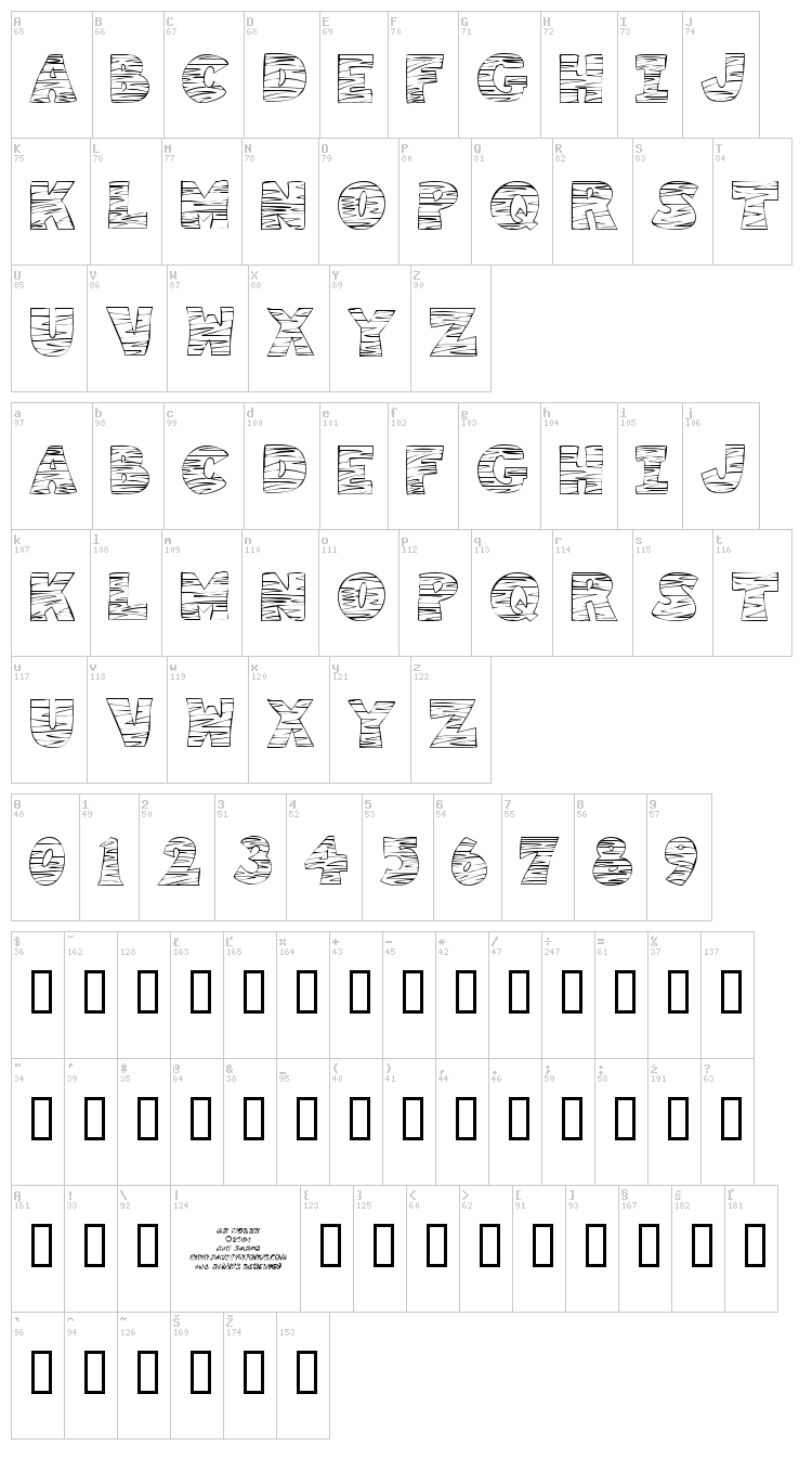 KR Tigrrr font map